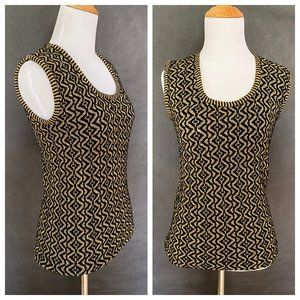 Black and Gold Shimmery Sleeveless Sweater, Orlon